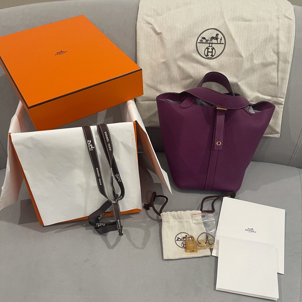 SOLD! Hermès Lock Picotin 18 in Anémone P9 GHW
